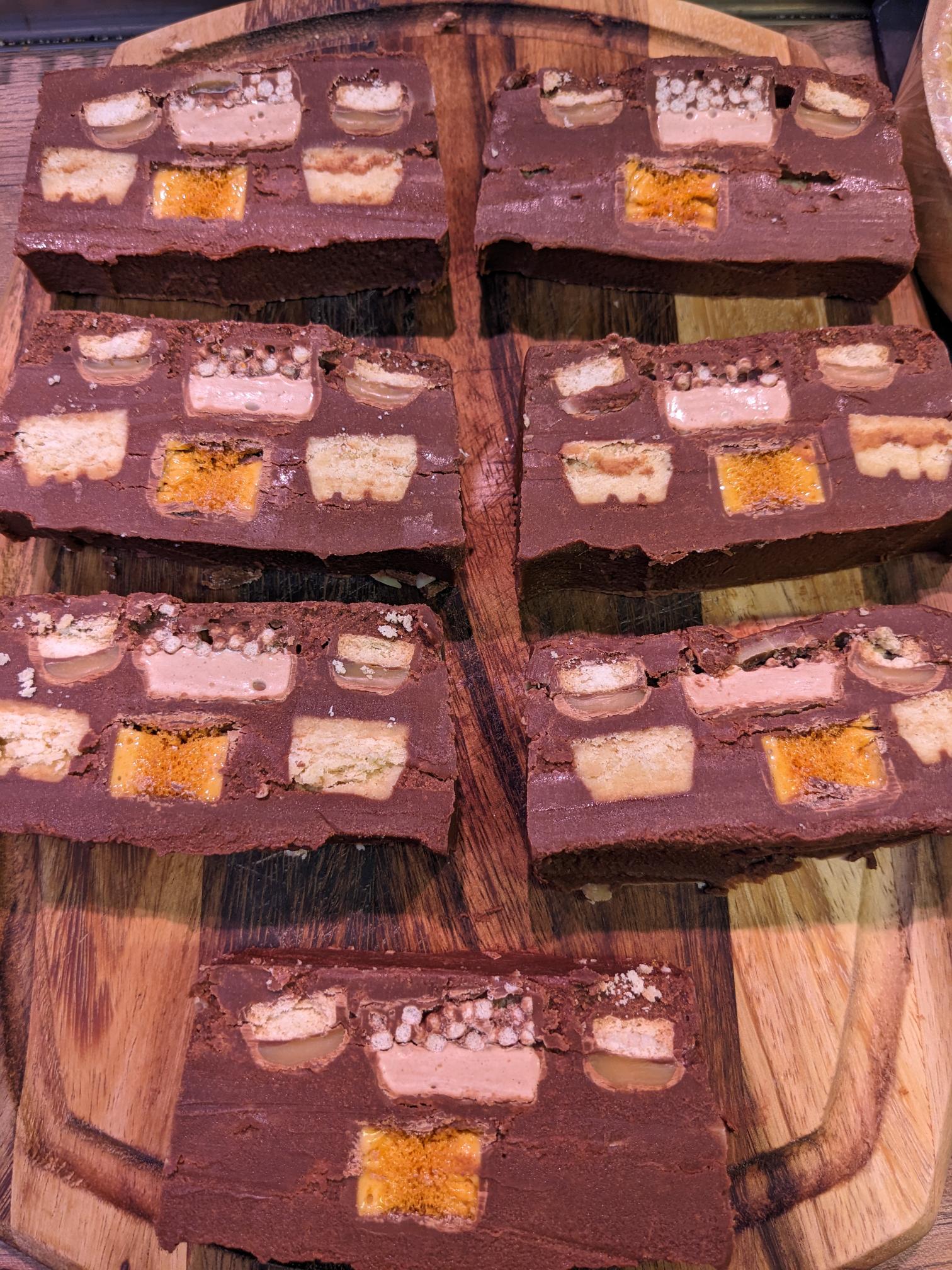 We have a new chocolate invention (we may have gone a bit over the top with this one😜) and we are struggling to think of a name. Any suggestions?