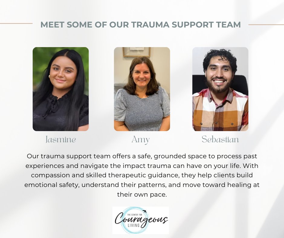 Healing from trauma requires safety, support, and the right kind of therapeutic guidance — and you don’t have to navigate that journey alone.
At the Center for Courageous Living, our trauma-focused team is here to offer steadiness, understanding, and a space where your experiences are honored and held with care.
Our therapists use trauma-informed, evidence-based methods to help you process the past, understand your patterns, and move toward emotional safety at a pace that feels right for you.
You deserve support that meets you exactly where you are, without pressure or judgment.
Here are some of the clinicians who specialize in trauma work:
✨ Amy — Trauma-Informed Care
Provides a safe, steady therapeutic space to process past experiences, rebuild emotional safety, and reconnect with your inner strength.
🔗 https://www.centerforcourage.com/team-1/amy-whitenack%2C-ms
✨ Jasmine — EMDR Therapy
Specializes in EMDR (Eye Movement Desensitization and Reprocessing), helping clients move through distressing memories, PTSD symptoms, triggers, and emotional patterns that feel “stuck.”
🔗 https://www.centerforcourage.com/team-1/jasmine-gonzalez
✨ Sebastian, LCSW — Integrated Trauma Support
Helps clients understand emotional patterns, strengthen regulation skills, and build resilience through a holistic, relational, and grounding approach.
🔗 https://www.centerforcourage.com/team-1/sebastian-morales
Trauma work takes courage — and we’re here to support you every step of the way.
📍 Crystal Lake, Illinois
📞 815-707-4806
📧 gia@centerforcourage.com
🌐 www.centerforcourage.com
#TraumaInformedCare #TraumaTherapy #HealingFromTrauma #EMDRTherapy
#PTSDHealing #MentalHealthSupport #EmotionalSafety
#YouAreNotAlone #HealingAtYourPace #CareWithCompassion
#CenterForCourageousLiving #FaithCourageConnection
#CrystalLakeIL #McHenryCountyTherapy #IllinoisTherapists