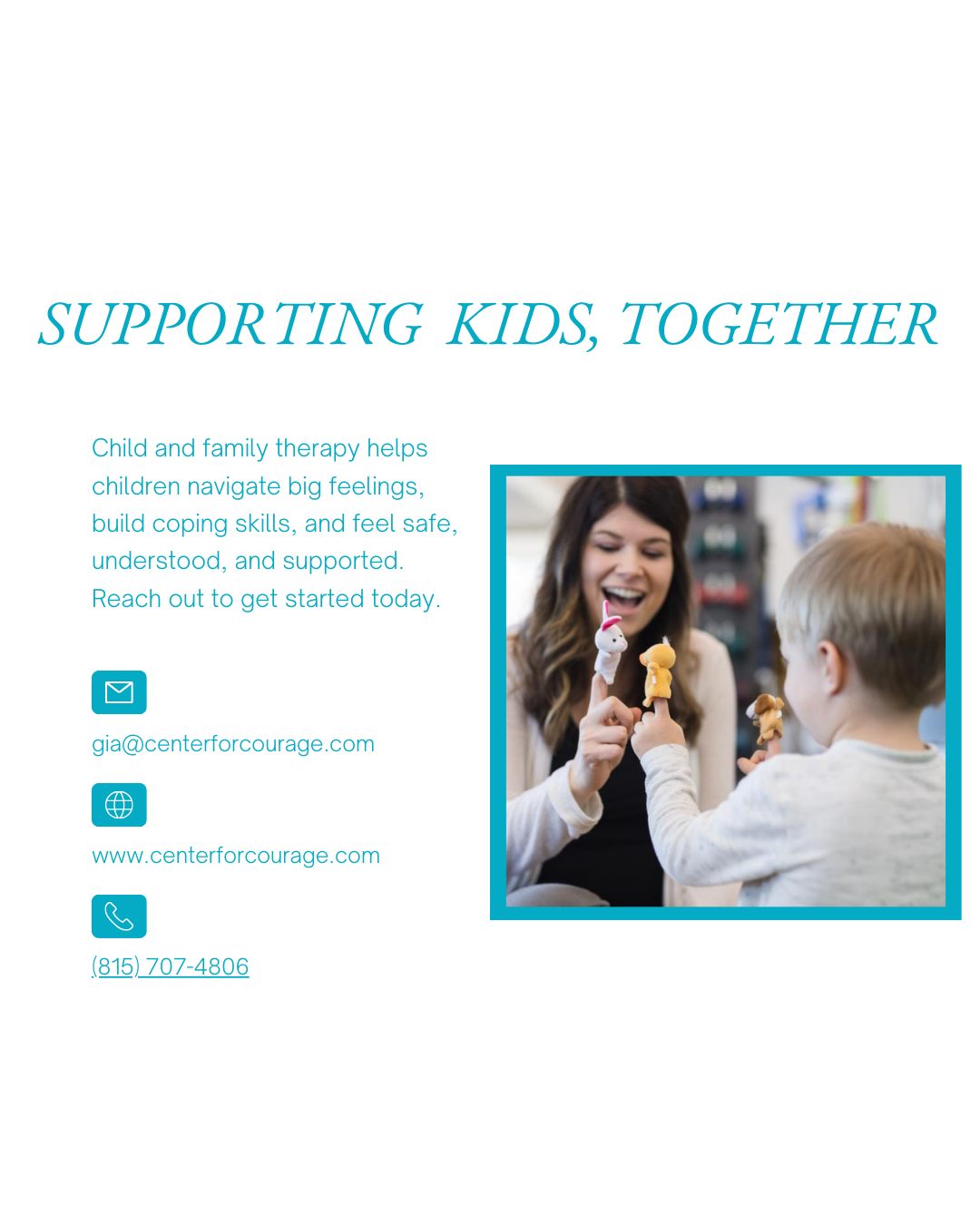Helping children navigate big feelings, build coping skills, and feel safe, understood, and supported is at the heart of what we do. 🤍
If you’re wondering whether your child could benefit from extra support, you don’t have to figure it out alone. Our team is here to listen, guide, and walk alongside you and your family—at a pace that feels right for you.
When you’re ready, we’d love to hear from you.
📧 gia@centerforcourage.com
🌐 www.centerforcourage.com
📞 (815) 707-4806
#ChildMentalHealth #ChildTherapy
#FamilySupport #ParentSupport
#BigFeelingsLittleBodies #SupportingKids
#MentalHealthForKids #EmotionalWellbeing
#ChildrensMentalHealth
#CrystalLakeIL #McHenryCountyIL #TheCenterforCourageousLiving