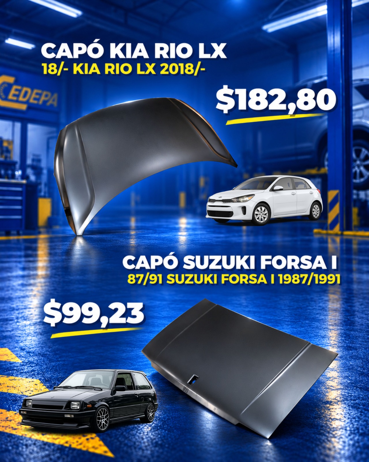 ¿Ese golpe, espejo roto o guardafango en mal estado sigue esperando👀? ¡Esta es la oportunidad para solucionarlo 😎!
Tenemos OFERTONES en carrocería TYG 🔥: capós, espejos y guardafangos para diferentes modelos de Chevrolet, Hyundai, Kia, Suzuki y Nissan.
Calidad con precios increíbles SOLO POR ESTA SEMANA ⏰.
¡Visita Cedepa antes de que cambie la promo! 🏃🏻💨:
📍 Matriz: Calle 110 y avenida 102.
📍 Sucursal: Avenida 113 y calle Las Acacias.
📲 0995541378
#CedepaEsGarantía #TYG #CarroceríaTYG #PromocionesCedepa #AutopartesManta #RepuestosManta #RepuestosEcuador