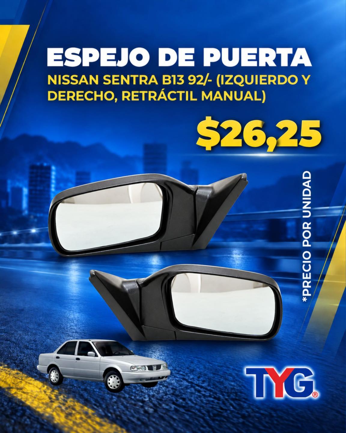 ¡¡¡Último día 😱!!! Compra tu espejo TYG, calidad que respalda tu seguridad a la hora de conducir 😎✅.
Este sábado, ven a Cedepa y aprovecha estos precios imperdibles 😉:
📍 Matriz: Calle 110 y avenida 102.
📍 Sucursal: Avenida 113 y calle Las Acacias.
📲 0995541378
#CedepaEsGarantía #TYG #EspejosTYG #PromocionesCedepa #AutopartesManta