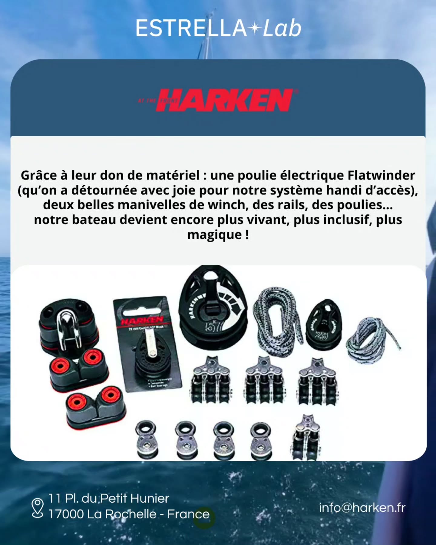 🌊💙 1 bateau, 1000 mains. Et parmi elles, ces 6 partenaires.
Ils nous aident à tenir la barre, à naviguer plus loin, plus solidaires, plus inclusifs.
À travers du matériel, du temps, du savoir-faire ou du cœur… leur soutien change tout.
🙏 Voici les 6 premiers visages de cette chaîne précieuse :
📸 @harken_france
📸 @heroliferaft_official
📸 @nautix_paints
📸 @cousingroup_fr
📸 @facnor
📸 Imaqa Marine
💬 Chaque image raconte un peu leur contribution. Et beaucoup notre gratitude.
(6 sur 18… la suite arrive très vite ⛵💫)