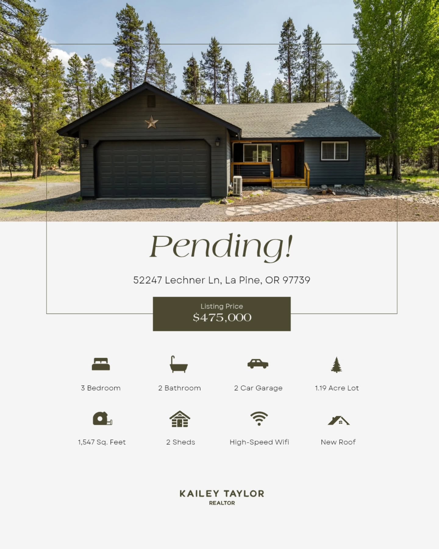 Pending in just 11 days! 🎉
So excited for my sellers—this La Pine gem didn’t last long! Grateful to be part of their journey and always honored to help make big moves happen.
Thinking of selling or buying in Central Oregon? Let’s chat—I’d love to help you next! 💬🏡
.
.
.
#livelifeinbend #realtorkailey #kaileytaylor #yourlocalexpert #lapineoregon #lapineor #centraloregon #visitbend #bendrealestate #bendrealtor #lapinehomes #centraloregonrealestate #visitcentraloregon #homebuyers #homesweethome #pnw #realtor #oregon #oregonrealestate #oregonrealtor #oregonhomes #lgbtqrealtor #closingday #happyclients #homeownership #realtorlife