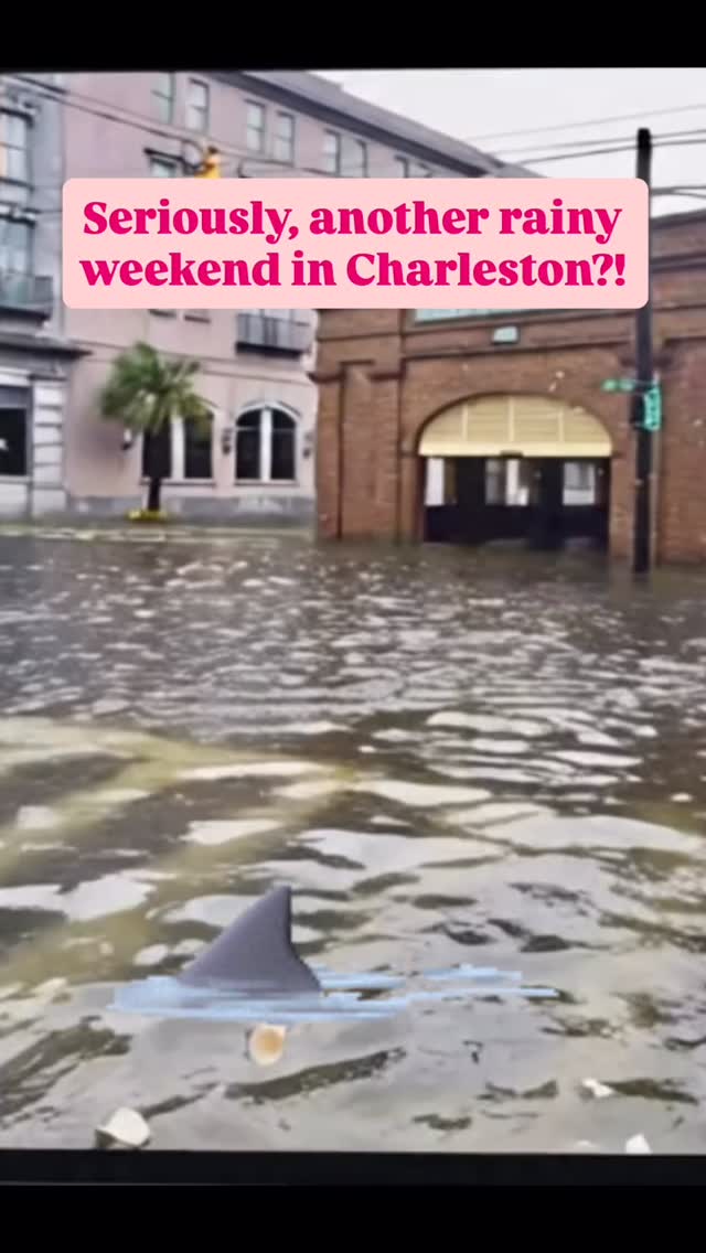 Charleston streets might turn into rivers 🌊🚗💦 but Folly Bus? We call that a mobile pool party 🕺🚌💃 Rain or shine, the good times still roll. Safely, of course! #charlestonflood #follybus #follybeach