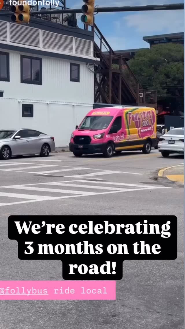 3 months. 100s of passengers. 1 Folly Bus. Endless vibes. 🚌💖 Thanks for rolling with us!#follybus #follybeach #ridelocal #thankful