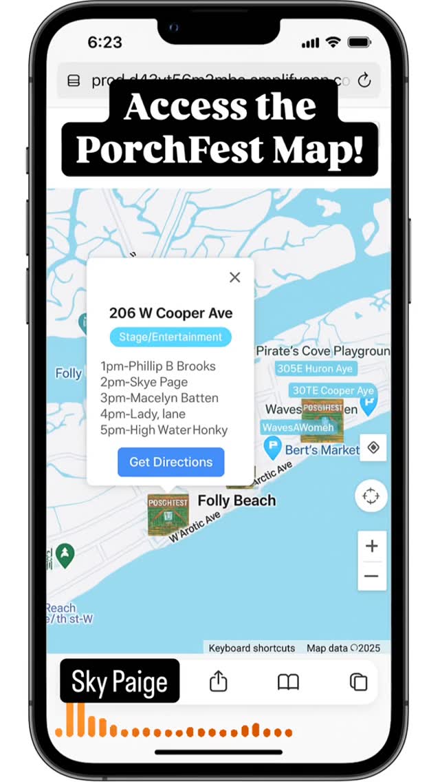 🎸 It's almost PorchFest time! 🎶 Catch all your favorite bands without getting lost with our handy-dandy map. Not a map reader? Hop on the Folly Bus for $10 and ride to all five stages like a rock star! 🌟 Links in the comments 👇