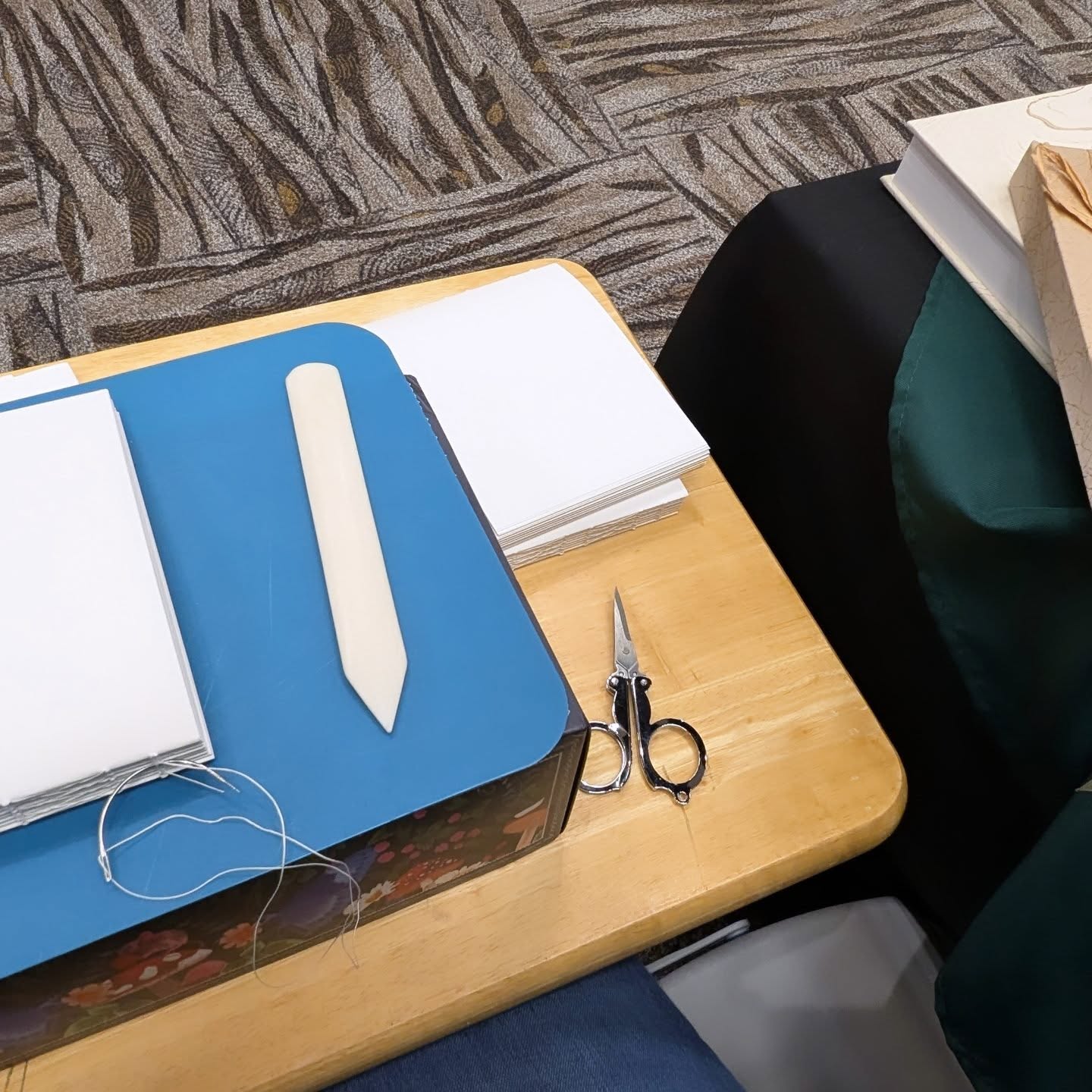 When there's a lull at a craft fair I like to get a little binding in. 😊
#bookbinding #craftfair