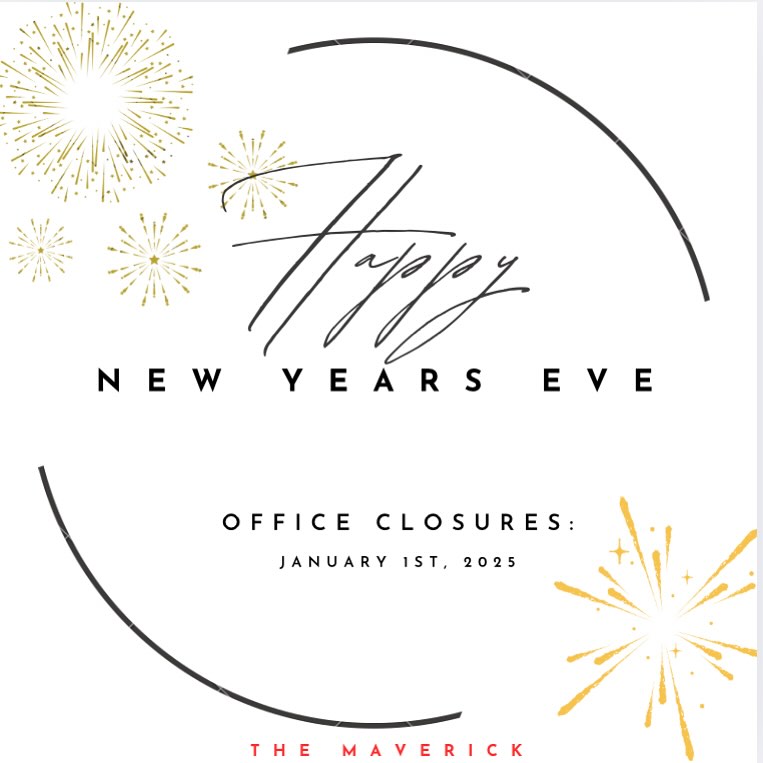?✨ Happy New Year’s Eve ✨? We’ll be closed January 1st, 2025, we’ll be back in office Thursday! We hope you all have an amazing New Years and stay safe! #themaverickburien #PillarProperties #BurienWA