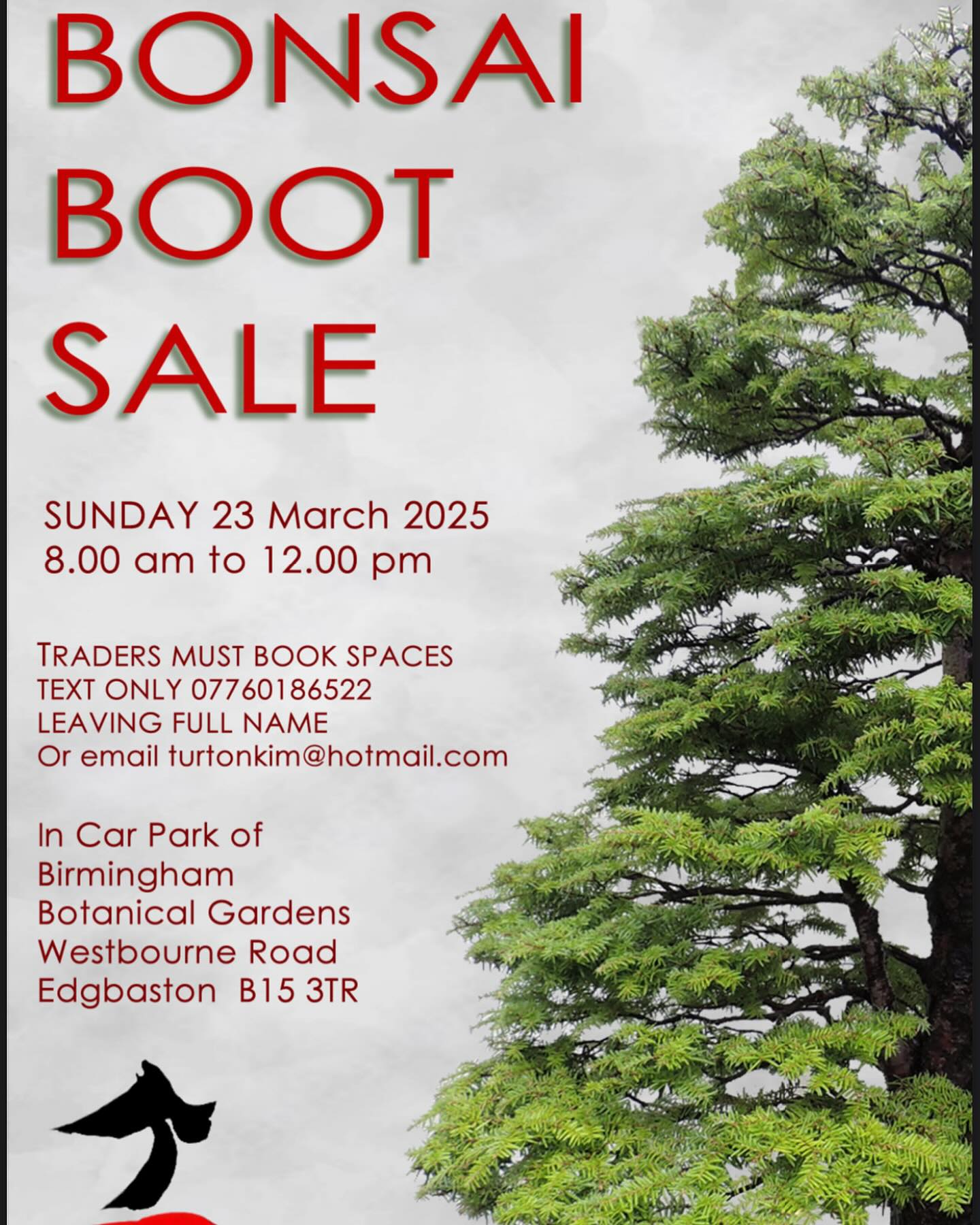 Bonsai boot Sale @bhambotanicalgardens on the 23rd March. Bargains to be had and great place to catch up@with friends. #bonsai #bonsaisale #bonsaitree @southstaffsbonsai