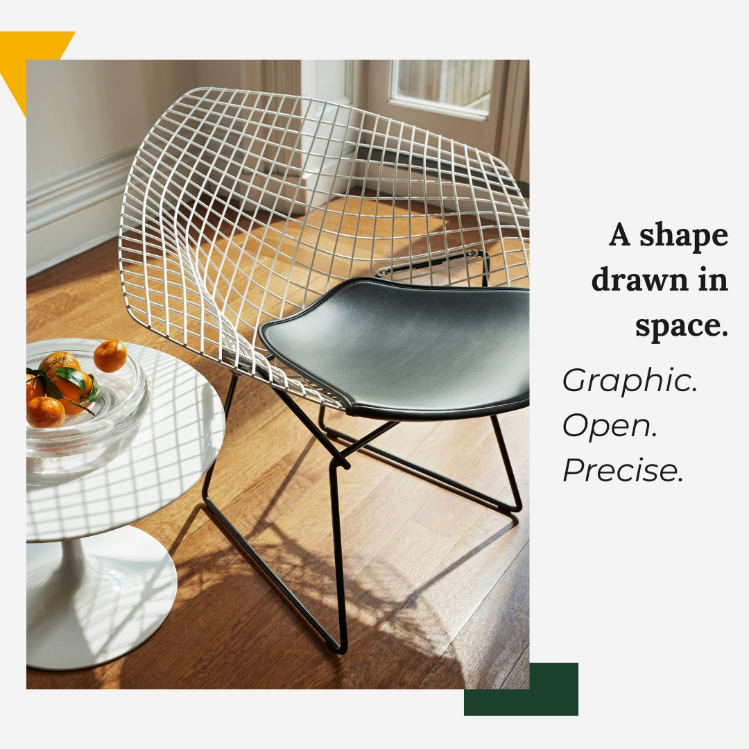 The Diamond Chair.
A design that almost floats – drawn from wire, conceived as sculpture.
Harry Bertoia created the chair in 1952 not as furniture, but as a form in space.
Light, open, structural.
An object that withdraws – and in doing so, remains.
We explore how the Diamond Chair resonates across different contexts:
Quiet in light. Graphic in shadow. Still in space.
What defines it is not just its shape –
but its restraint.
It doesn’t fill a room. It opens it.
✍️ Read the full article:
www.inhabitjournal.com/post/diamond-chair-harry-bertoia
Media: Courtesy of @knoll
Photography: @alechemer
Design: @harrybertoia
—
#diamondchair #harrybertoia #interiorclassic #inhabitjournal #interiorguide #moderninteriors #editorialdesign #designpieces #curatedspaces #interiorjournal #quietdesign