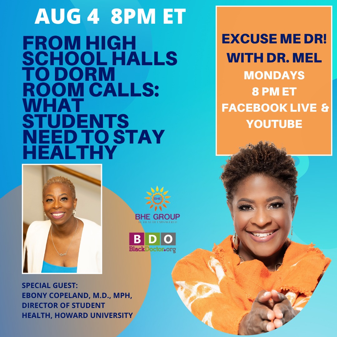 🎙️ SPECIAL GUEST ALERT!
Tune in this Monday, August 4th at 8PM ET / 5PM PT as our very own Director of Student Health joins “Excuse Me, Dr.” with Dr. Mel to talk all things student wellness. From staying healthy on campus to resources you should know about,
📺 Catch it live on Facebook and YouTube — link in bio!