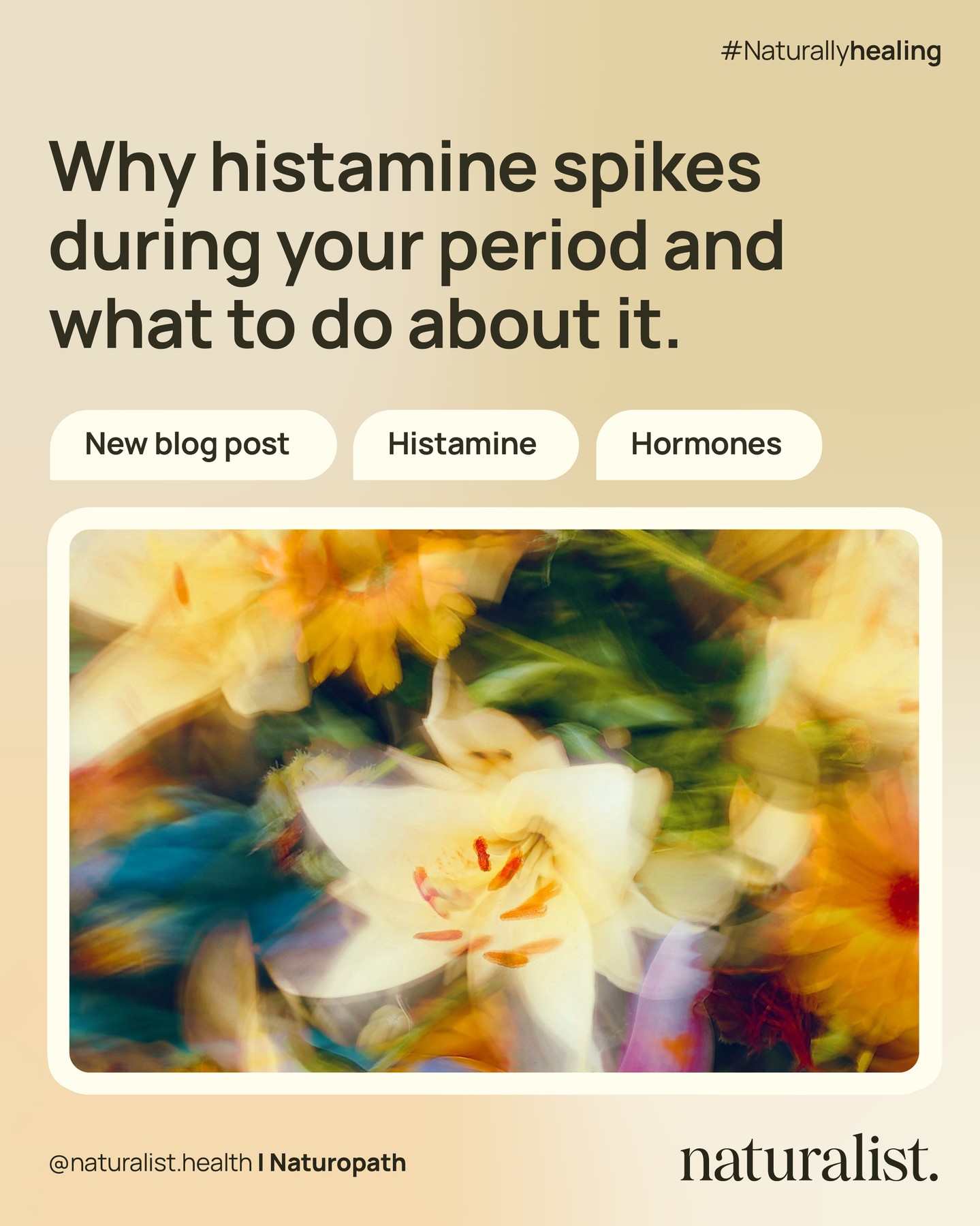 Why you might feel “allergic” during your period 🤧
Runny nose. Headaches. Bloating. Fatigue.
If these symptoms show up like clockwork during your bleed, histamine could be the reason.
During your period, estrogen and progesterone are at their lowest, while inflammatory prostaglandins run high.
This combination can make mast cells release more histamine and your body feels it.
In my latest blog, I explain:
+ Why histamine spikes during menstruation
+ Common symptoms to watch for
+ Herbs, foods, and lifestyle tips to ease the load
Comment "Histamine & Hormones" to learn more.
#NaturallyHealing
#Histamine
#MenstrualHealth
#WomensHealth
#NaturalMedicine
#NaturopathicMedicine
#CycleHealth