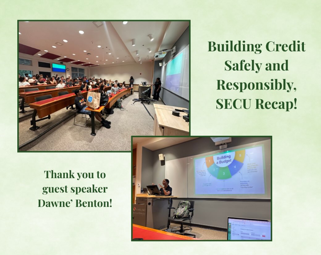 Recap of our first guest speaker presentation of the year this past Tuesday! Thank you to SECU representative Dawne’ Benton for coming out and starting the year off right!