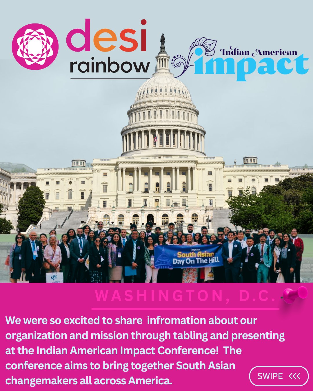 We were beyond thrilled to attend and to be invited to speak at the Indian American Impact Summit! 🙌
This year the theme was 'Desis Persist: Our Stories, Our Strength'. Persistence to us means continuing to uplift queer voices, stories, and history. In these difficult times for LGBTQIA+ Desis we shared our stories with the community of change makers who were present 🏳️🌈🏳️⚧️
We were so excited to be joined by friends from all over including @outfront.metuchen, @khushdc, and @zaman_aka_sundari! 🕺
To join us in creating a more affirming world for LGBTQIA+ Desis or to learn more visit desirainbow.org/donate 🥰