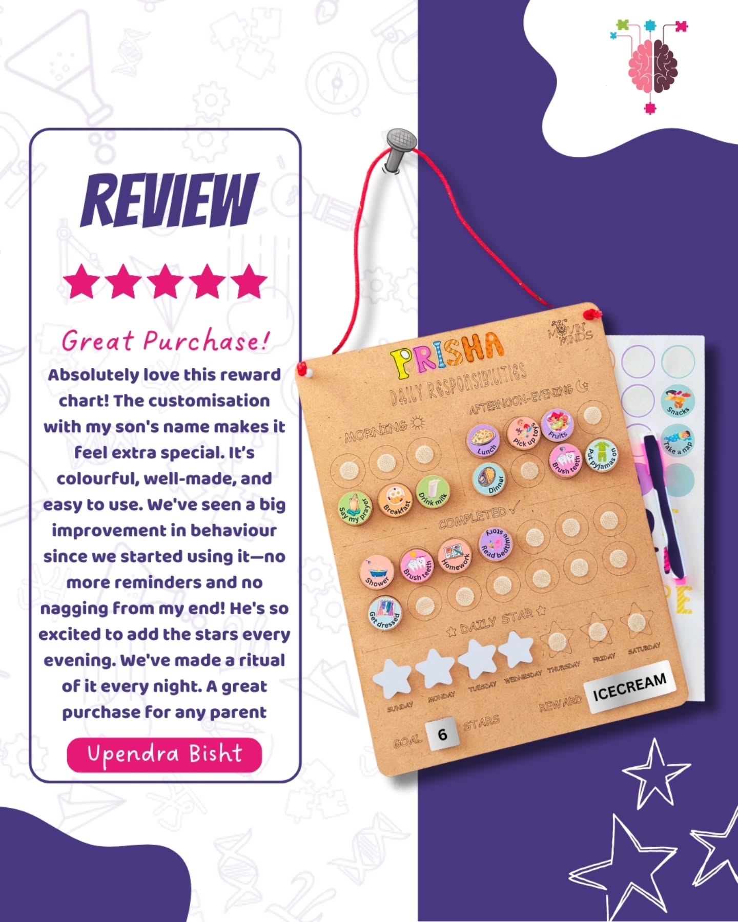 🏆⭐ Real Parent Review Alert! ⭐🏆
“Absolutely love this reward chart! The customization with my son’s name makes it feel extra special. It’s colourful, well-made, and easy to use. We’ve seen a big improvement in behaviour since we started using it—no more reminders and no nagging on my part! He’s so excited to add the stars at the end of the day. We make a ritual of it every night. Great purchase for any parent.”
— Upendra Bisht, Verified Amazon Customer
✨ Encourage good habits
✨ Make routines fun
✨ Celebrate daily wins
🛒Tap the link in bio to get your personalized Reward Chart today!
#MovinMinds #ParentApproved #PositiveParenting #RewardChart #GoodHabits #KidsLearning #ScreenFreeFun #ParentReview #MomApproved #DadApproved