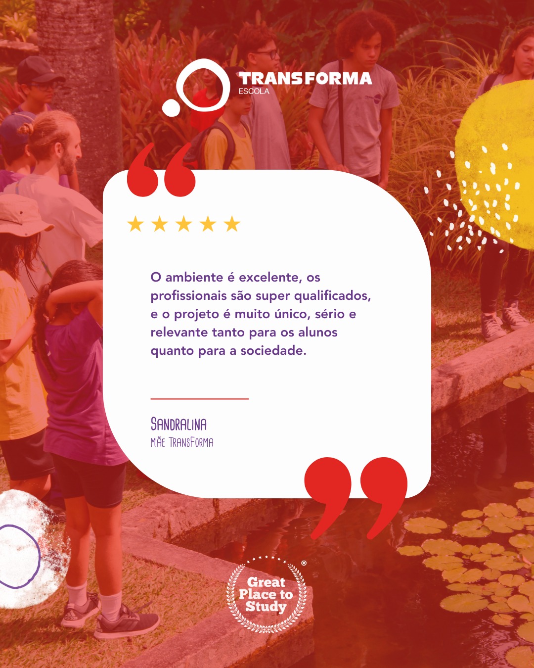 Quando uma família reconhece a qualidade do nosso ambiente, dos nossos profissionais e do nosso projeto, sabemos que estamos no caminho certo.
Obrigada, Sandralina, por compartilhar sua vivência com a nossa comunidade.
💛 É um privilégio acompanhar essa jornada.
#TransFormaEscola #escola #escolaparticular #matrículasabertas #matrículas2026 #ensinofundamental #ensinomedio #educaçãointegral #riodejaneiro #rj #recreiodosbandeirantesrj