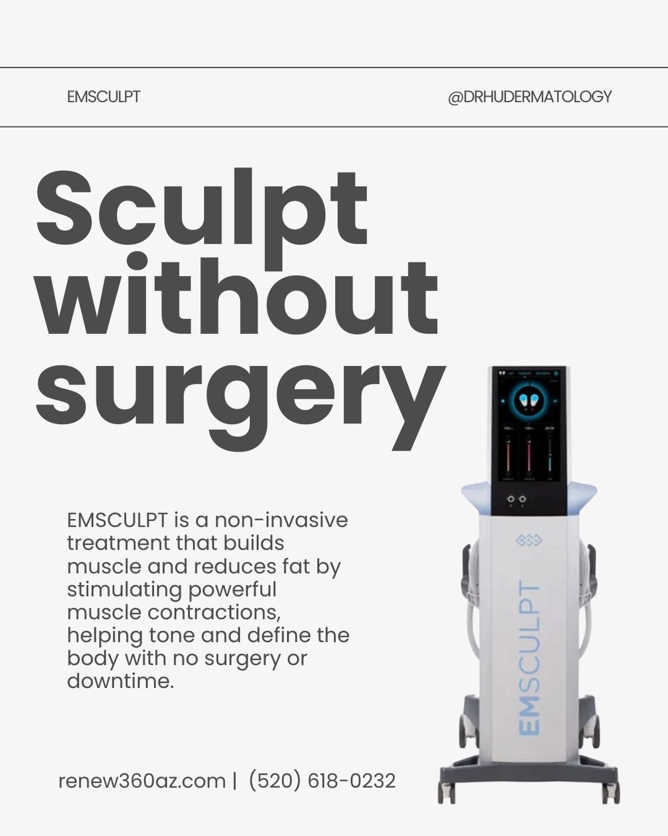 Build muscle and reduce fat at the same time, no workouts required! EMSCULPT uses high-intensity electromagnetic energy to trigger powerful muscle contractions that go beyond what’s possible in the gym, helping sculpt and define areas like the abs, glutes, arms, and thighs with no downtime.
📞 Call: 520-618-0232
➤ Visit: 2732 N. Alvernon Way Tucson, AZ 85712
➤ Visit: www.renew360az.com
#ReNew360 #TucsonArizona #Emsculpt