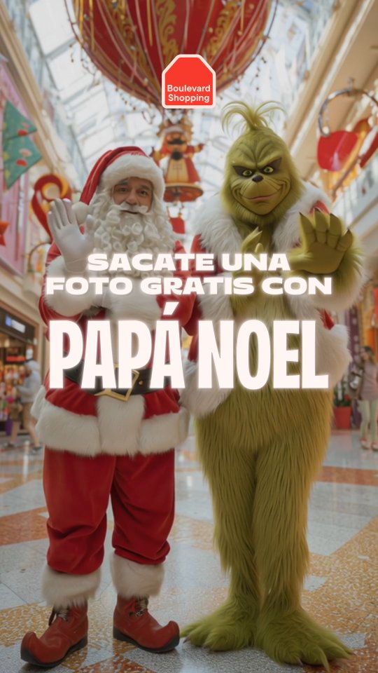 ¡Encontrate con la Navidad y con Papá Noel! 🎅
📆Del 8 al 24 de diciembre de 14 a 16hs y de 17 a 20hs, acercate al Hall Central del shopping y sacate una foto con él 🤳
¡Y los jueves también el Grinch! 💚
💫Entrada libre y gratuita 💫
Ingreso por orden de llegada.
⏰El viernes 19, Papá Noel estará de 14 a 16hs, de 17 a 20hs y de 21 a 23hs.
Y el 24 de diciembre, estará de 11 a 17hs.
¡Los esperamos! ✨
