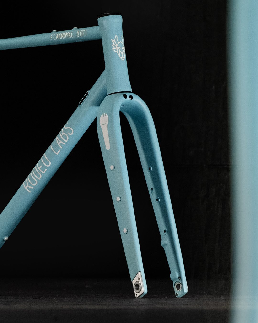 Bleaux over titanium, in vintage Flaanimal 3.0 livery. It’s a timeless aesthetic that will weather the salty San Fransisco air well. Happy New Flaanimal Day, Lucas!
#flaanimal
#rodeospork