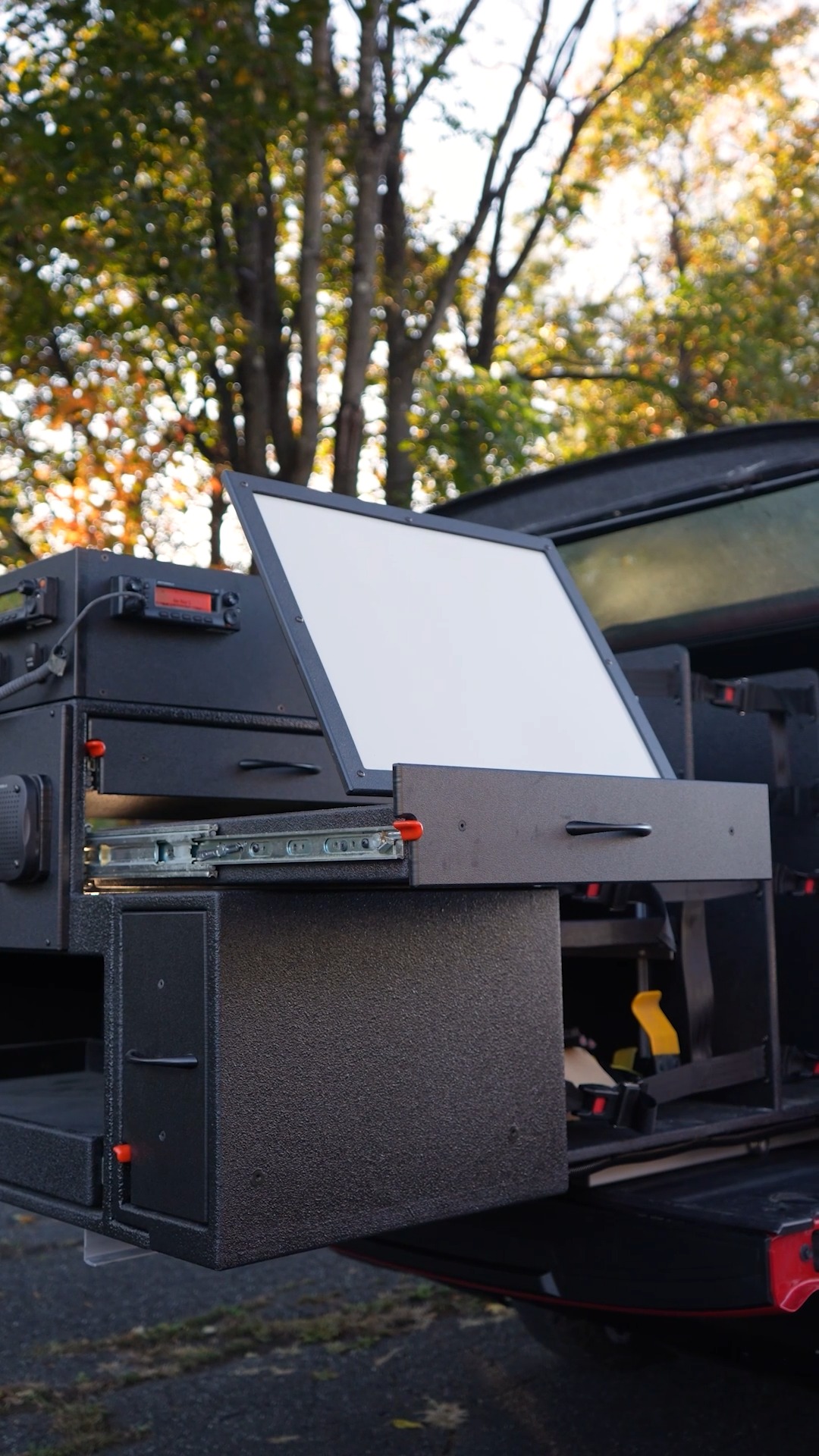 We're hype! Are you?! #upfitters #1stinproducts #centerconsoles #consoles #woodworking #outfitters #cabinets #newjersey #newyork #firetrucks #firevehicles #fyp #firefighters #firstresponders #fy