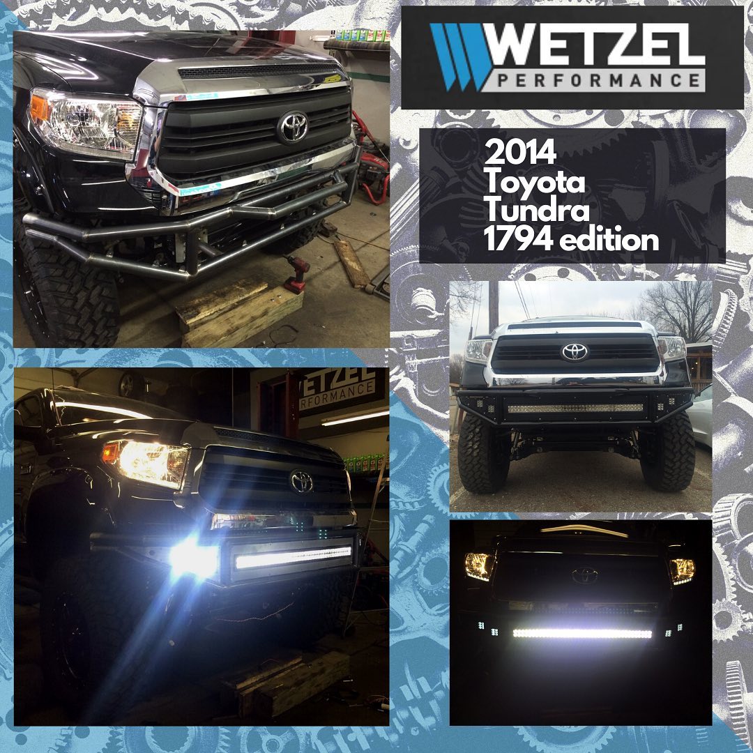 On this Tundra we built a custom tube front bumper with flush mounted LED light bars and color matched it to the truck, we also lifted the truck 10 inches.
#custom #autoparts #customcarwork #wetzelperformance