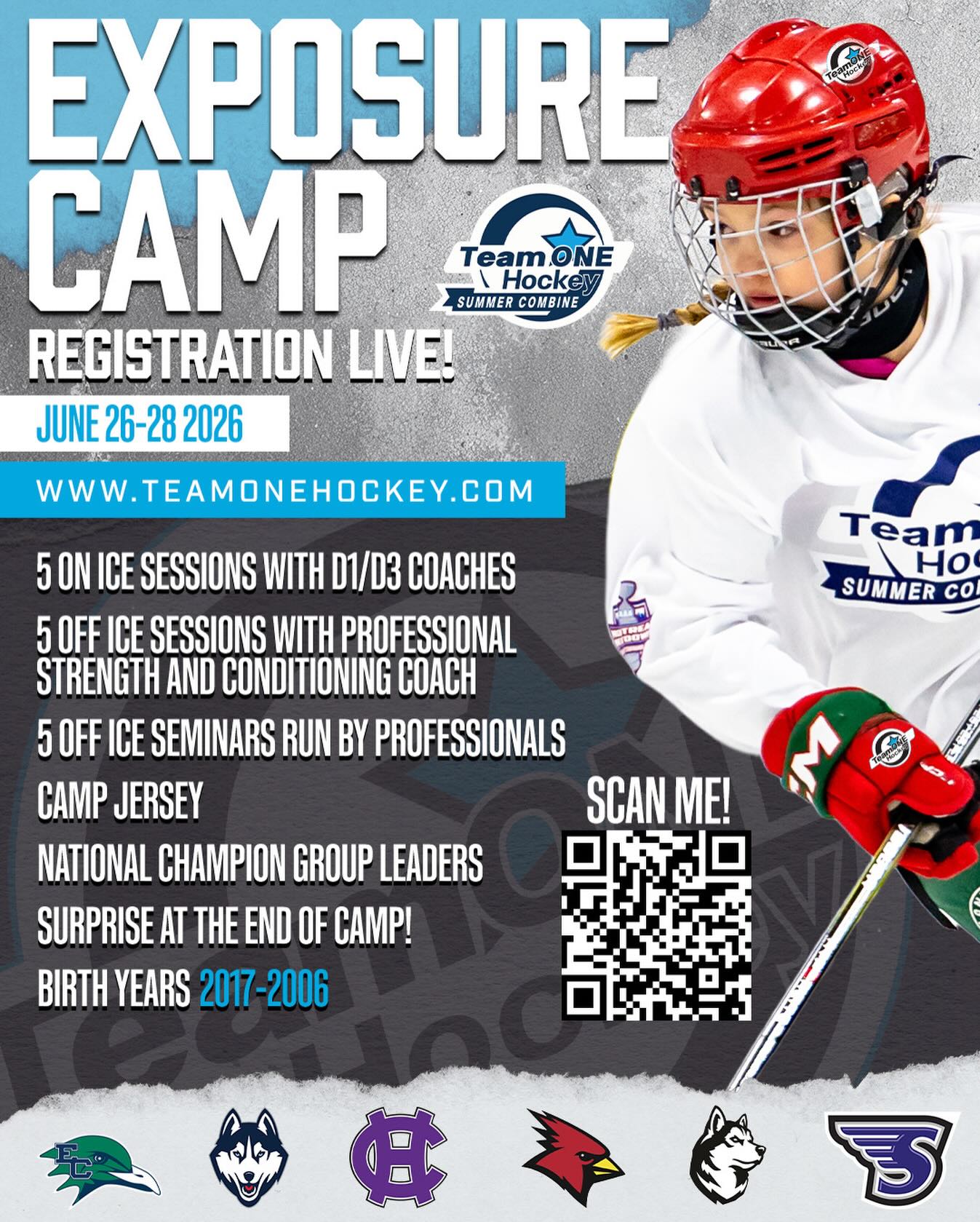 Girls Summer Combine / Exposure Camp is FILLING UP!!!
Limited spots !!
We have had many Olympians, National Team, PWHL, Division 1, Division 3 players go through our program and TeamOnNE has been a part of their process
When: June 26-28
Where: MPG Arena, formally Ristuccia, Wilmington MA
Birth Years: 2017-2006 (younger please email teamonehockey1@gmail.com)
Register at Teamonehockey.com or use our link in our bio!