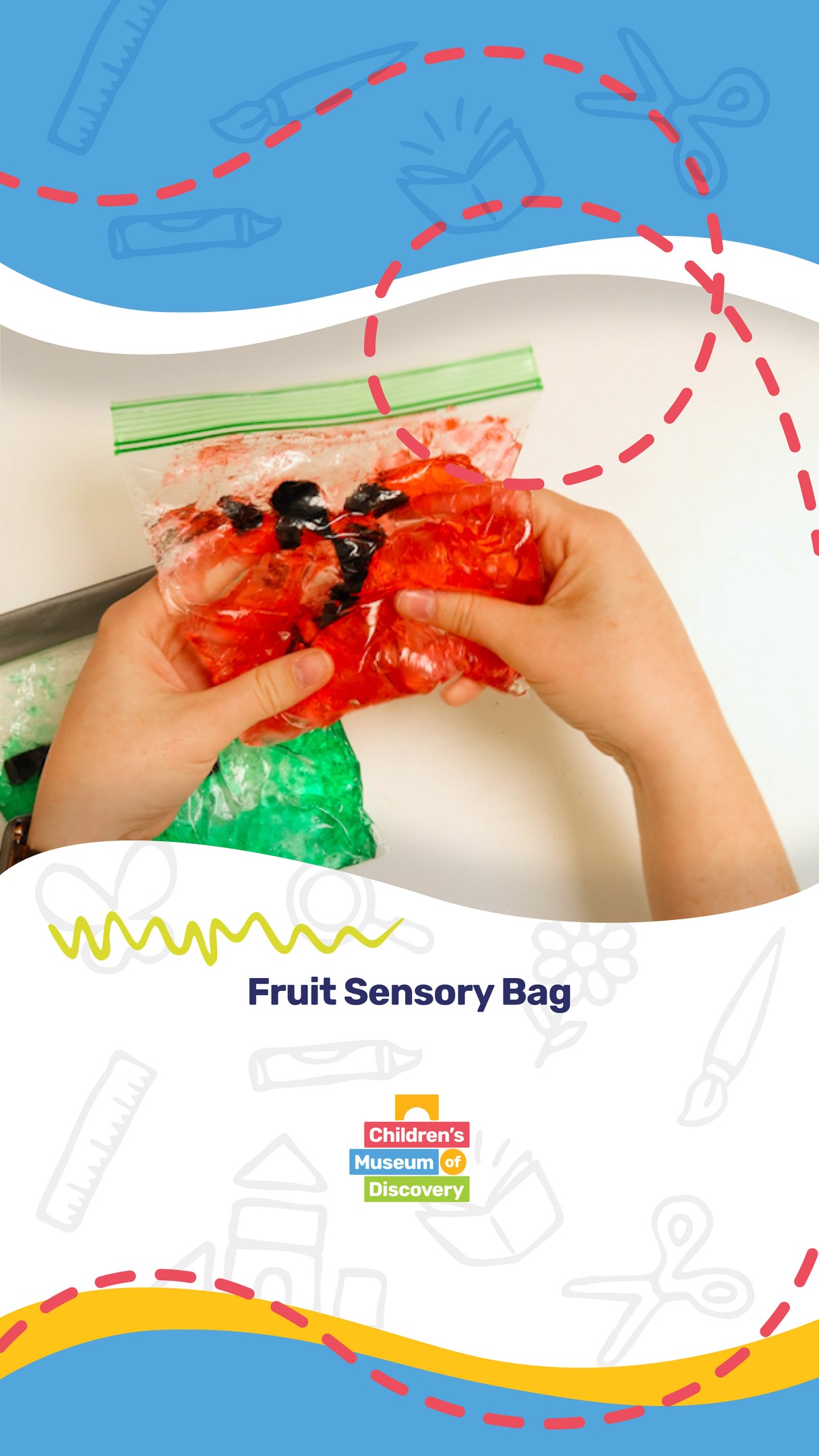 Make a squishy fruit sensory bag with hair gel and food coloring! 🍉 In today's blog post, enjoy a mess-free summer sensory activity for kiddos, perfect for hot days at home. View instructions at the link in our bio🔗
CMoD | Children's Museum of Discovery | San Diego Children's Museum | Things to do San Diego | Visit Escondido | Kids Activities